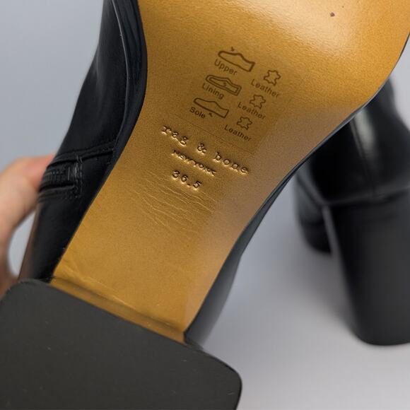 Rag & Bone Black Leather Platform Boots – Size 36.5 - Picture 5 of 8